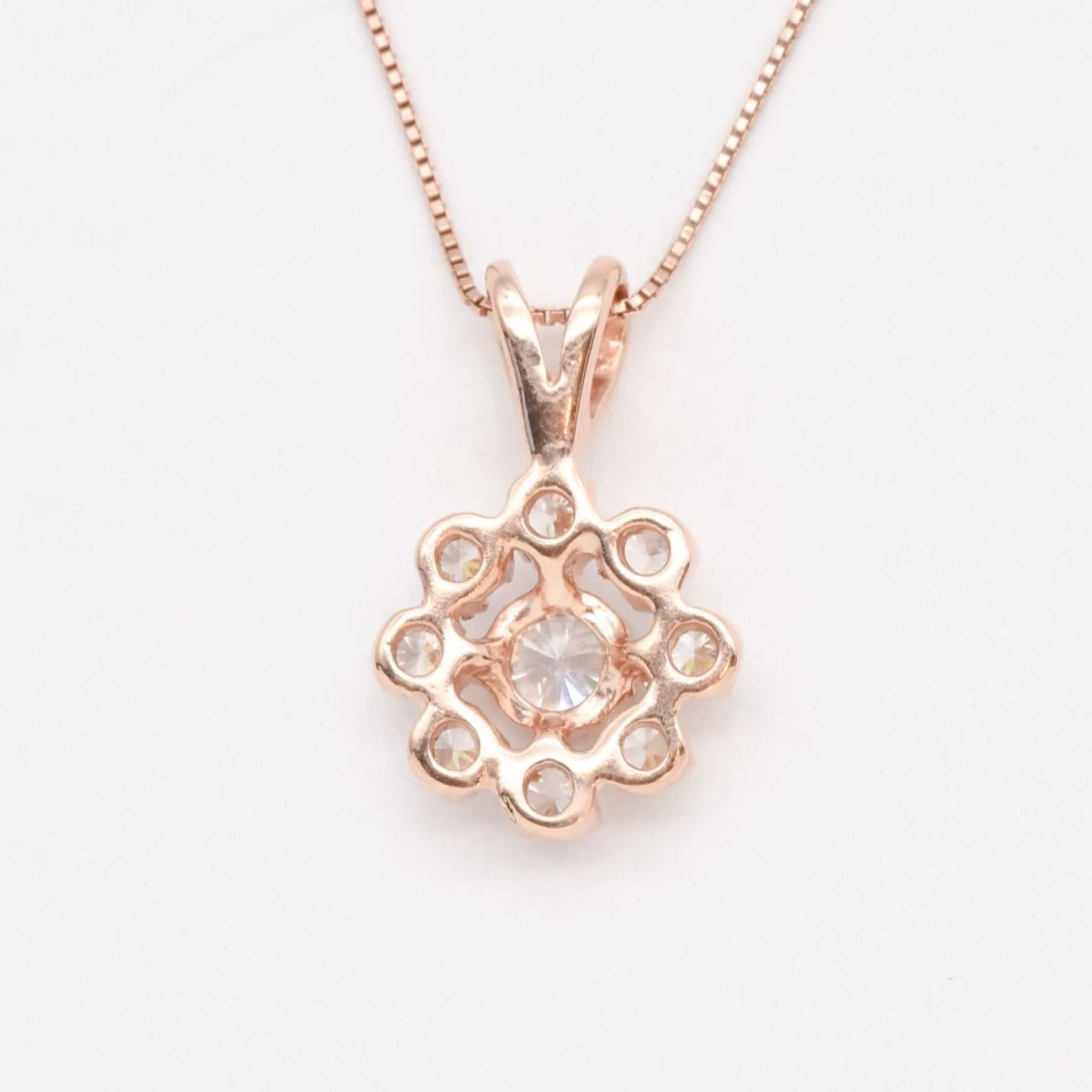 Diamond Flower Pendant - Rose Gold Diamond Necklace - Sparkly Flower Necklace