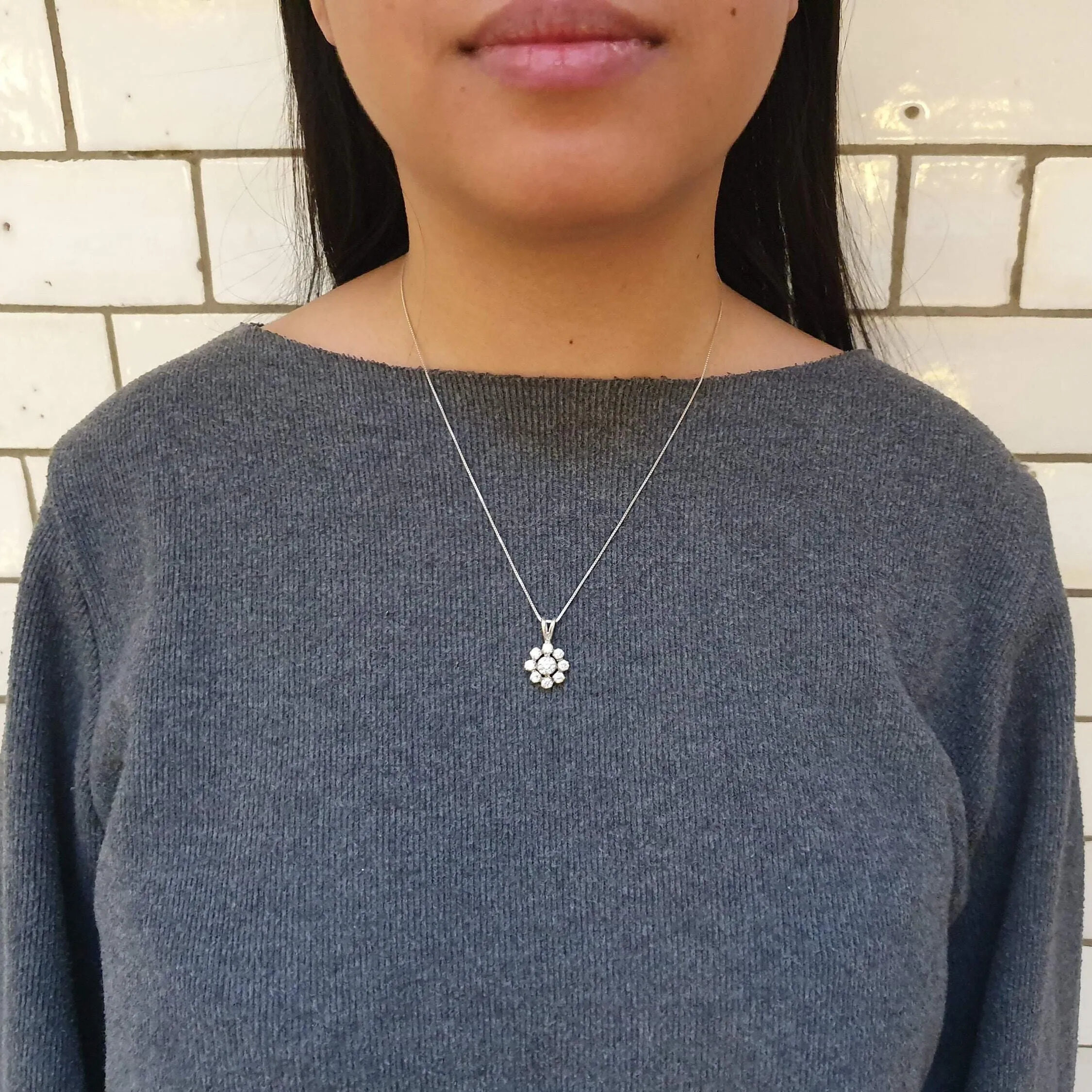 Diamond Flower Pendant - Rose Gold Diamond Necklace - Sparkly Flower Necklace