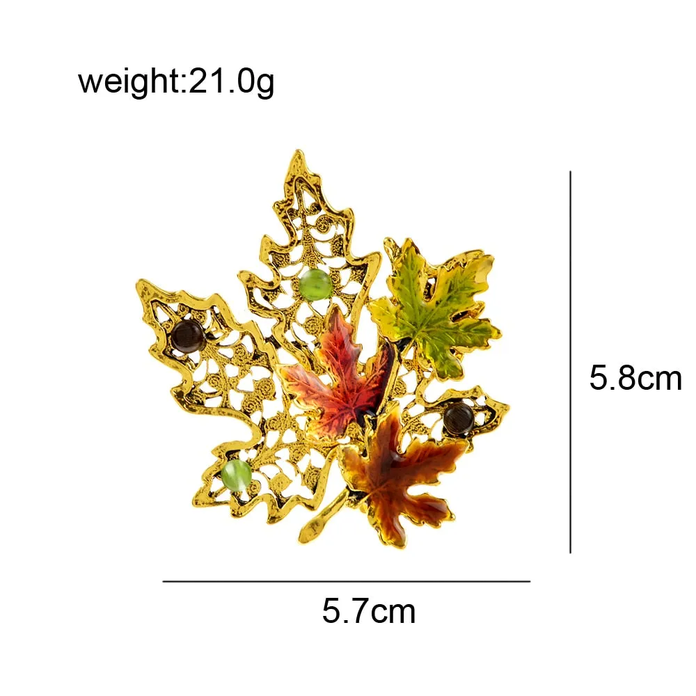 Enamel Maple Brooches For Women