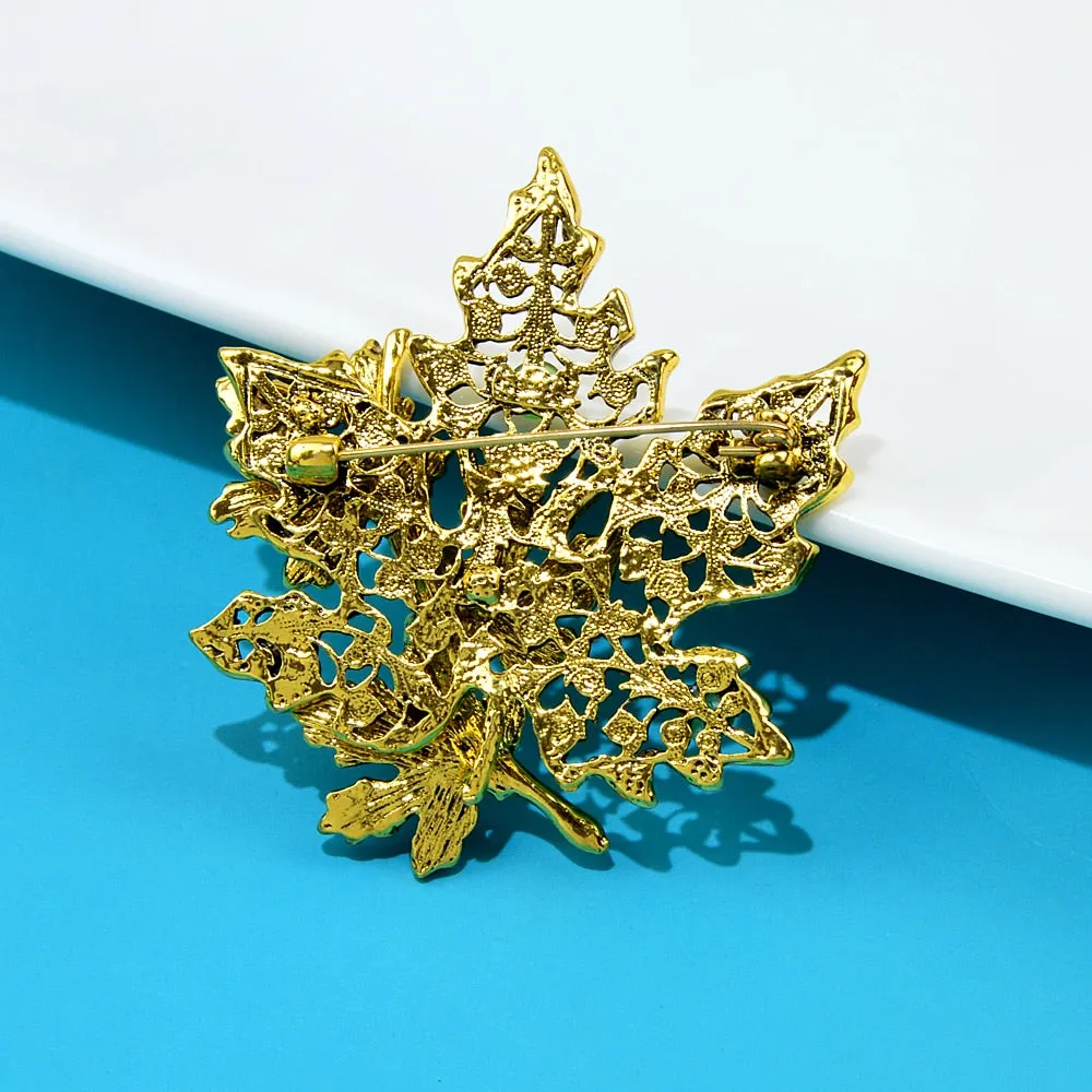 Enamel Maple Brooches For Women