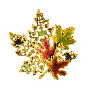 Enamel Maple Brooches For Women