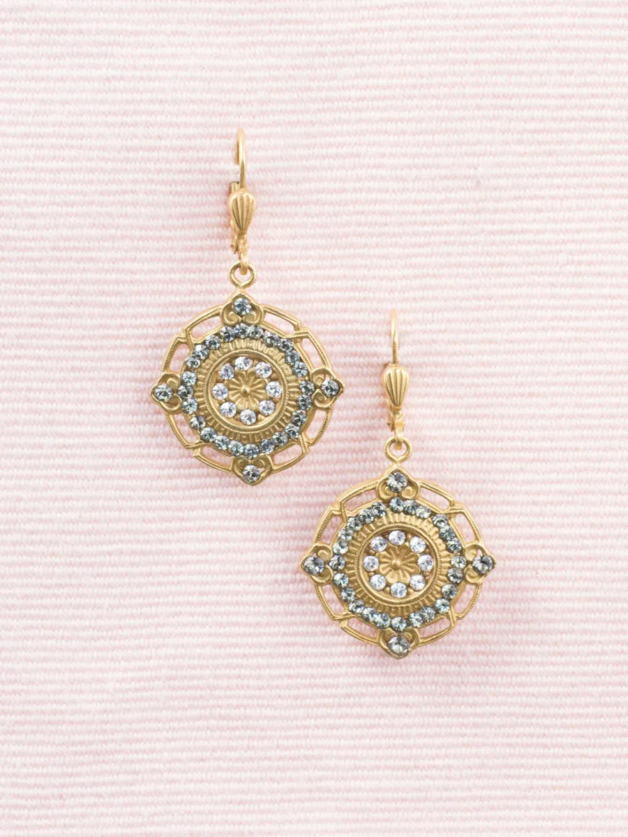 Floral Crystal Medallion Earrings