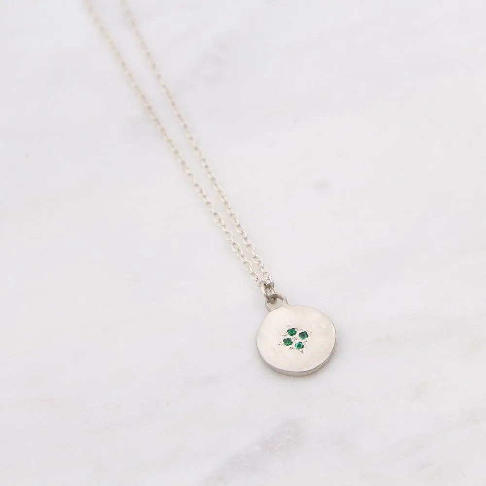 Four Star Wave Pendant in Emerald