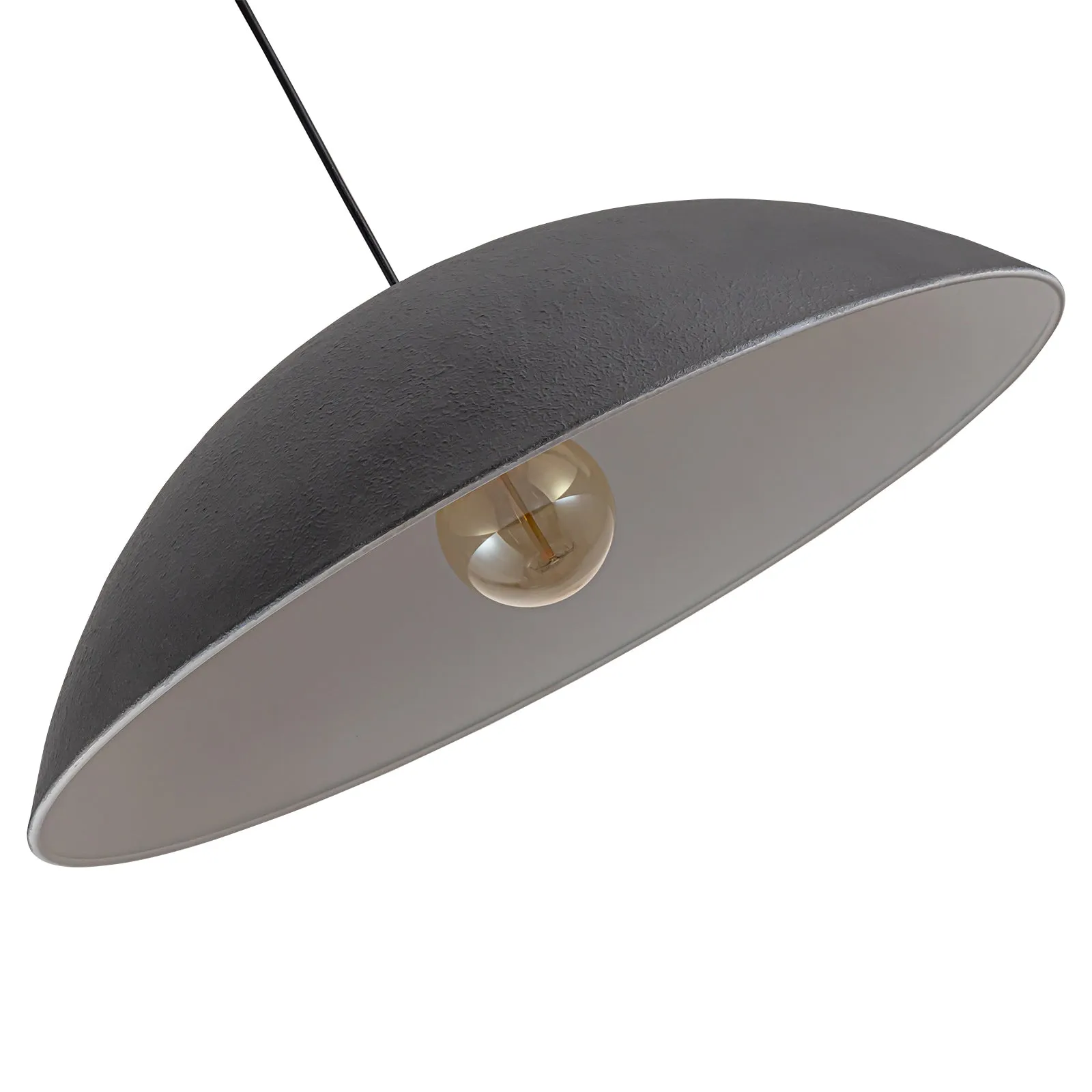 Glowlings 1-Light 23"Wide Oversized Flat Cone Black Dome Pendant Light Kitchen Island