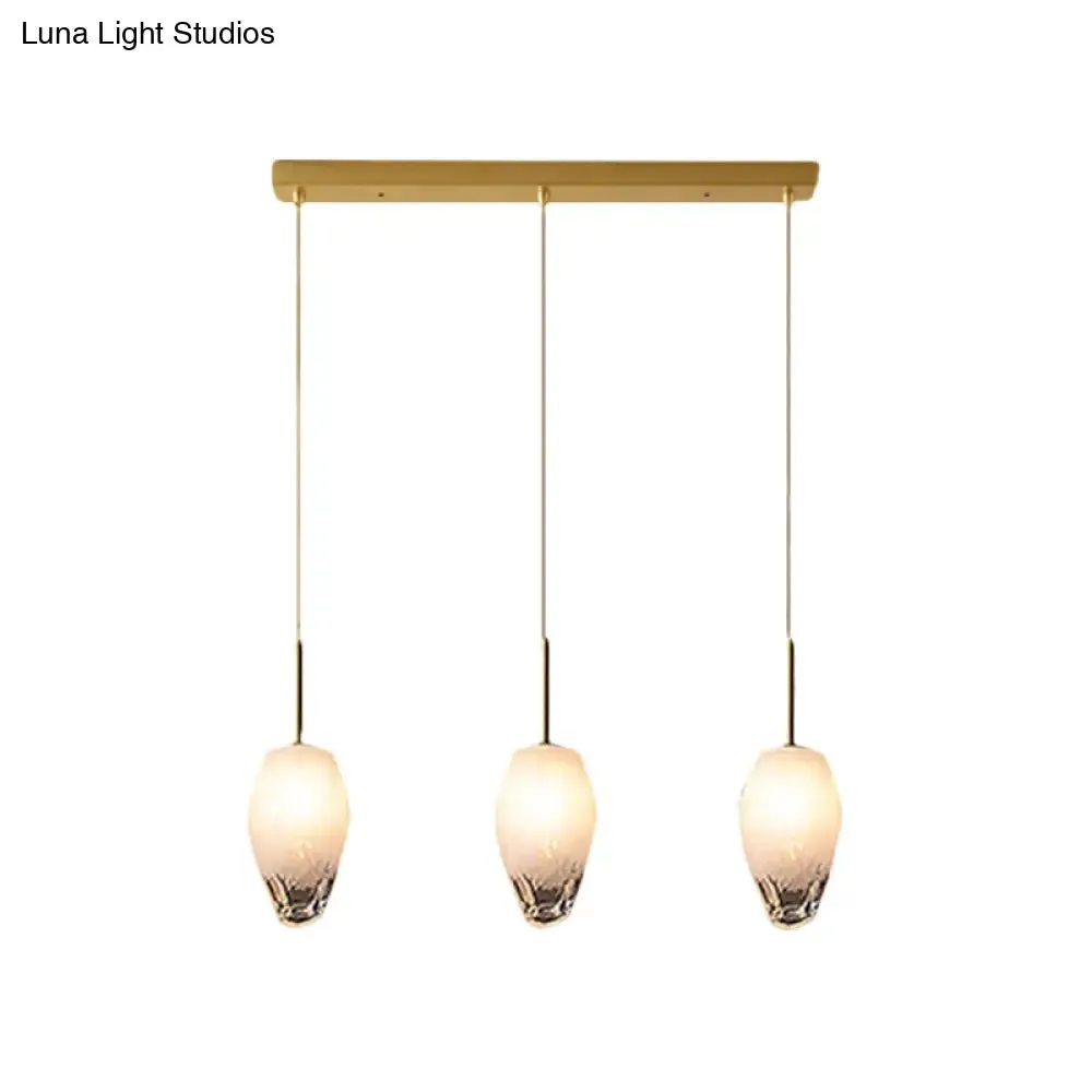 Gold Crystal Pendant Light with 3 Minimalist Downlights and Linear/Round Canopy
