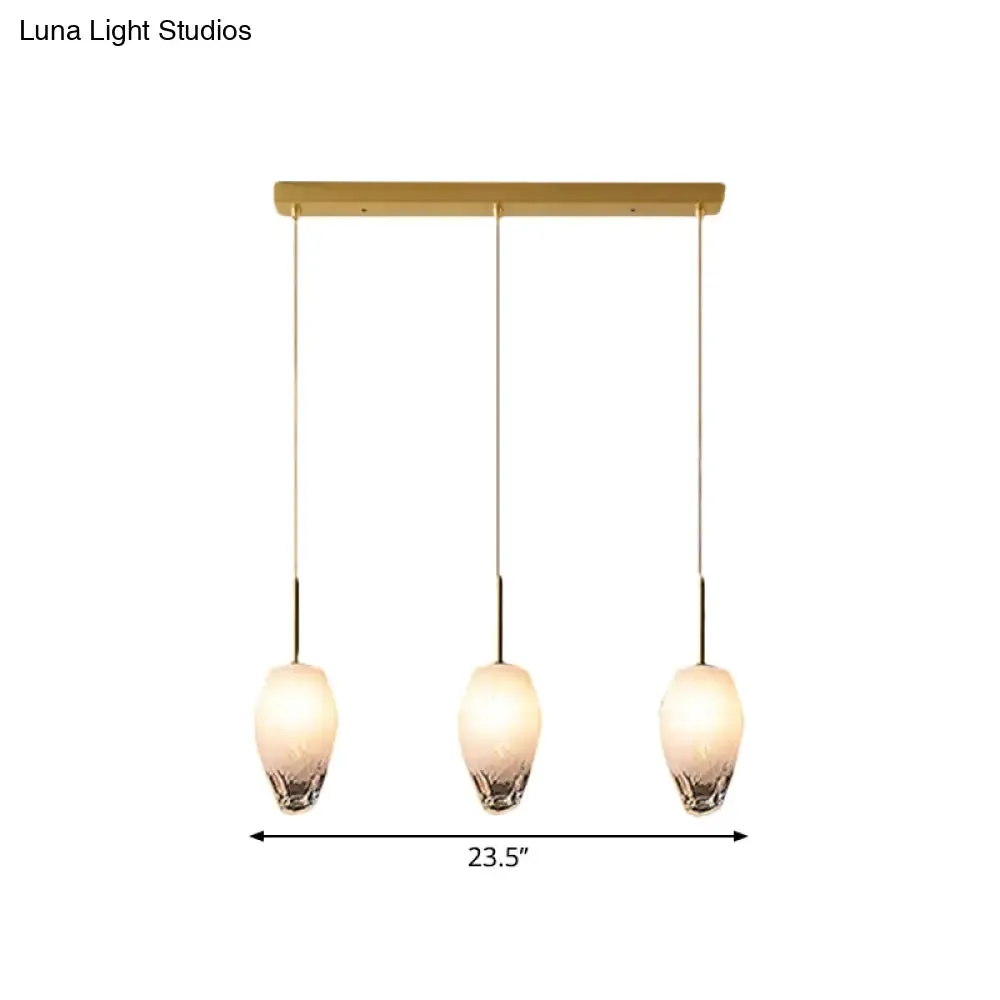 Gold Crystal Pendant Light with 3 Minimalist Downlights and Linear/Round Canopy