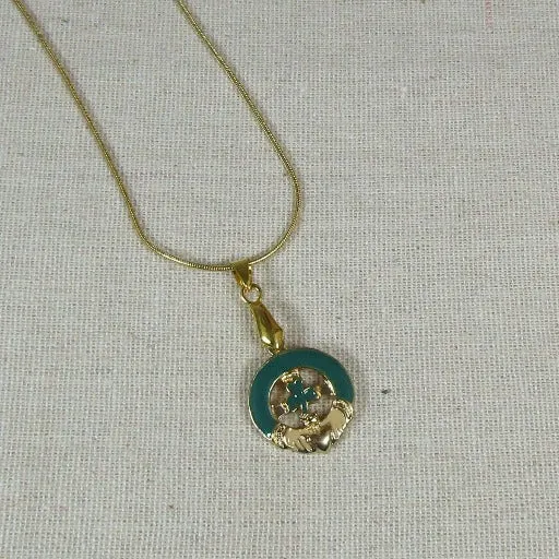 Green Claddagh Pendant Necklace