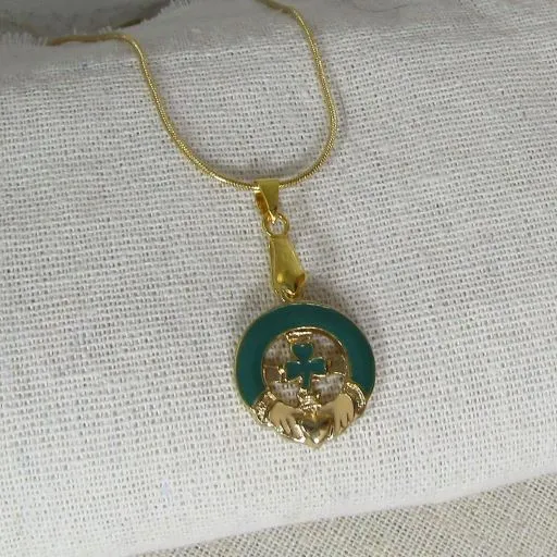 Green Claddagh Pendant Necklace