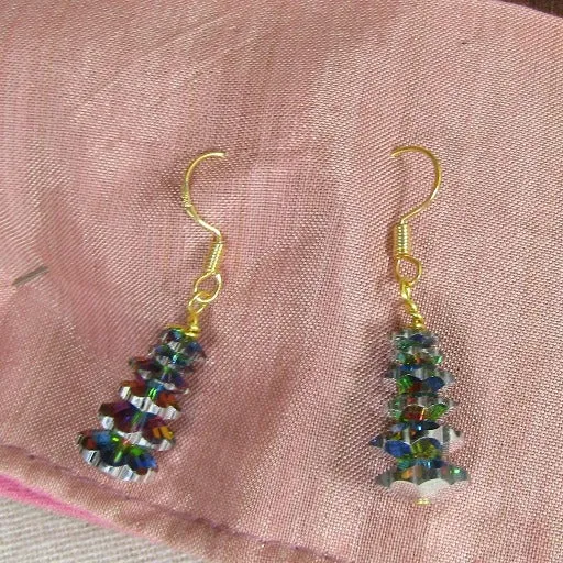 Green Crystal Holiday Earrings