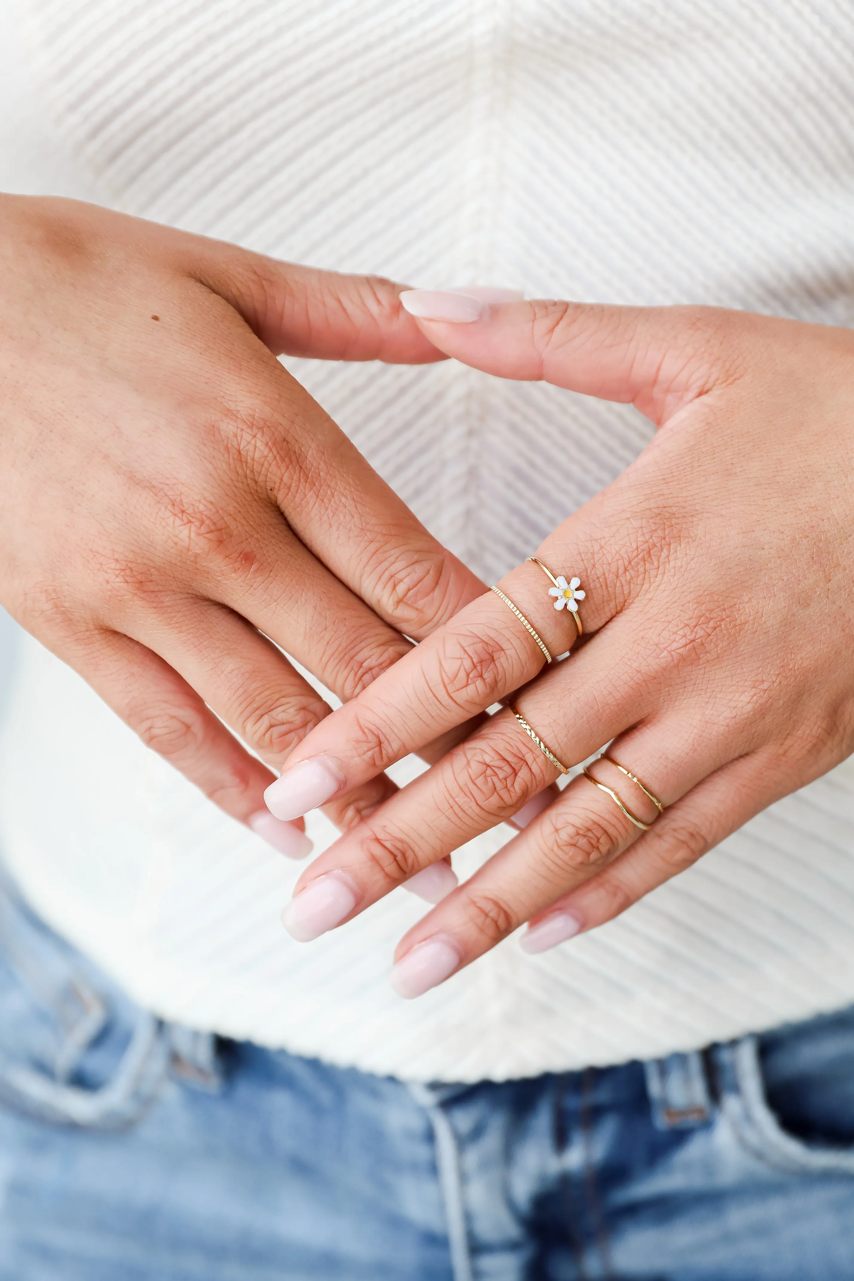 Hannah Gold Flower Ring Set