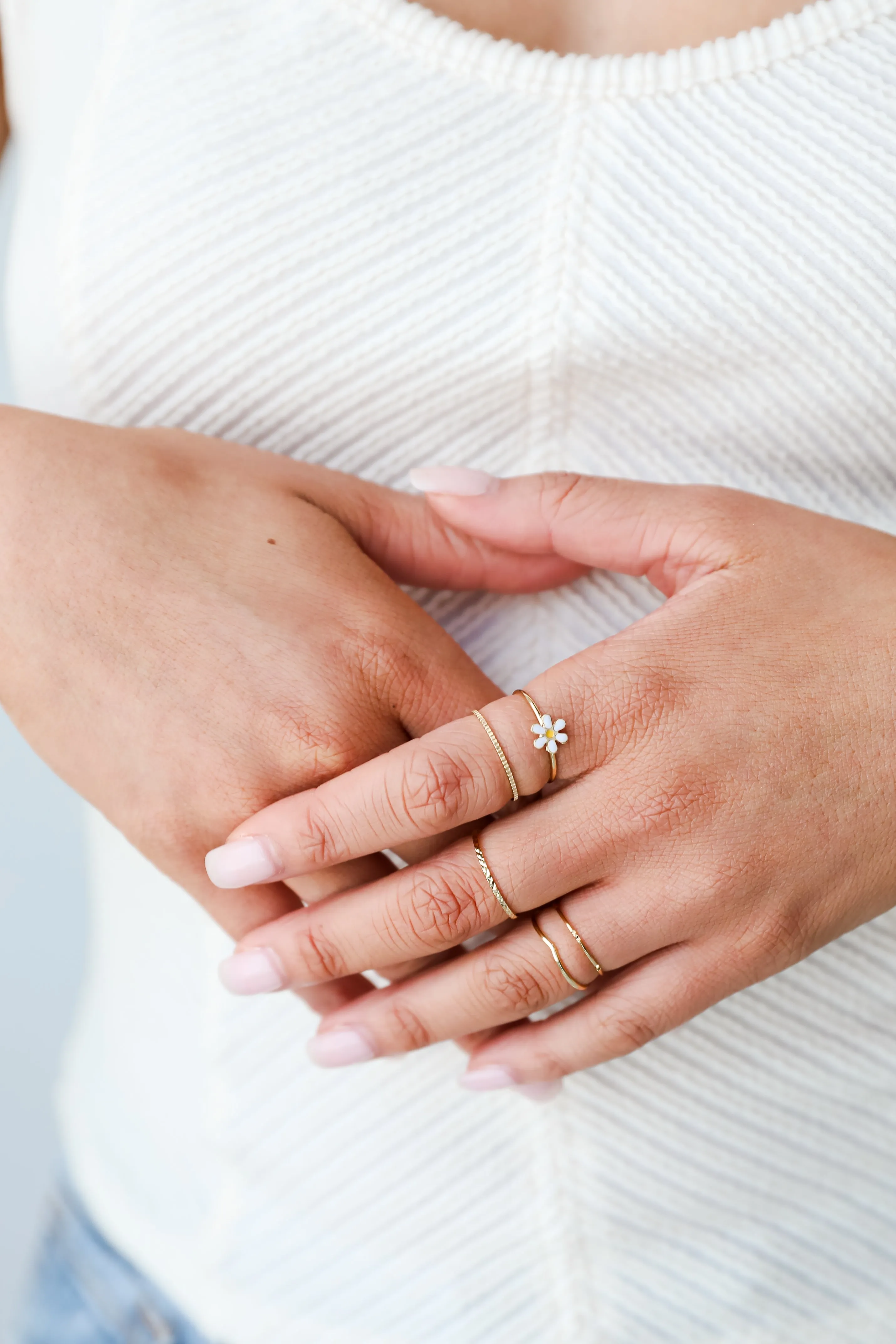 Hannah Gold Flower Ring Set