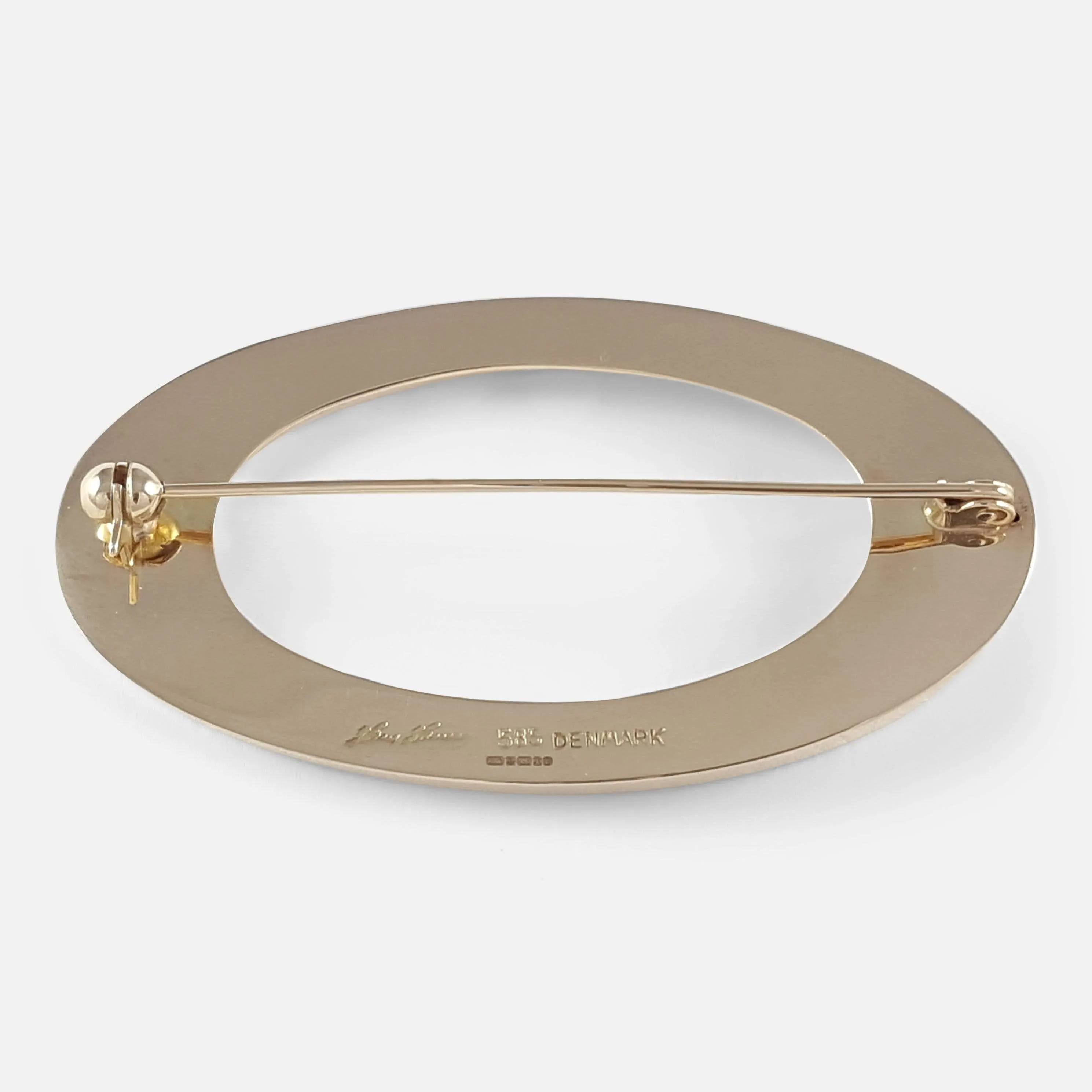 Hans Hansen 14ct Gold Oval Brooch