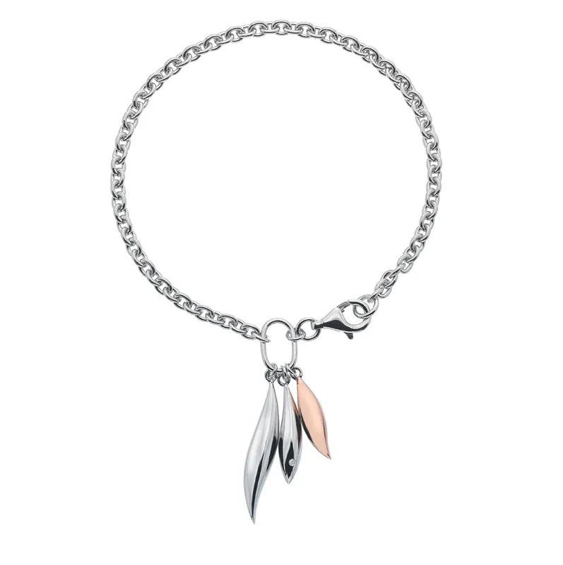 Hot Diamonds Leaf Bracelet - Rose Gold Plated Accents