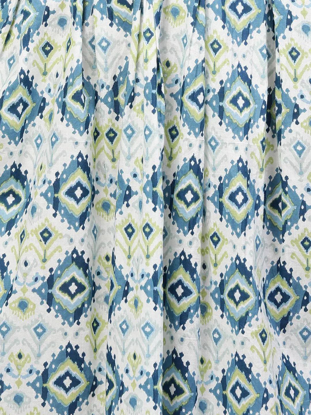 Ikat Printed Paneled Flare Maxi Dress with Fabric Belt - White