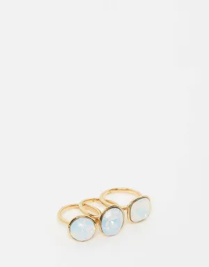 Izoa Triple Trouble Set of Three Ring Gold Opal