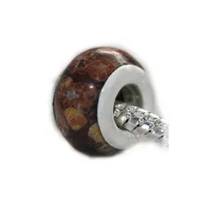 Jasper Stone European Bead Compatible for Most European Snake Chain Bracelet