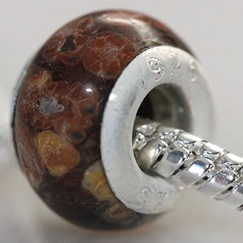 Jasper Stone European Bead Compatible for Most European Snake Chain Bracelet