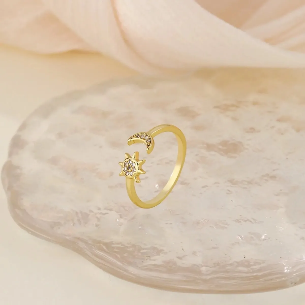 Kyerlyn Gold Sun Moon Rings