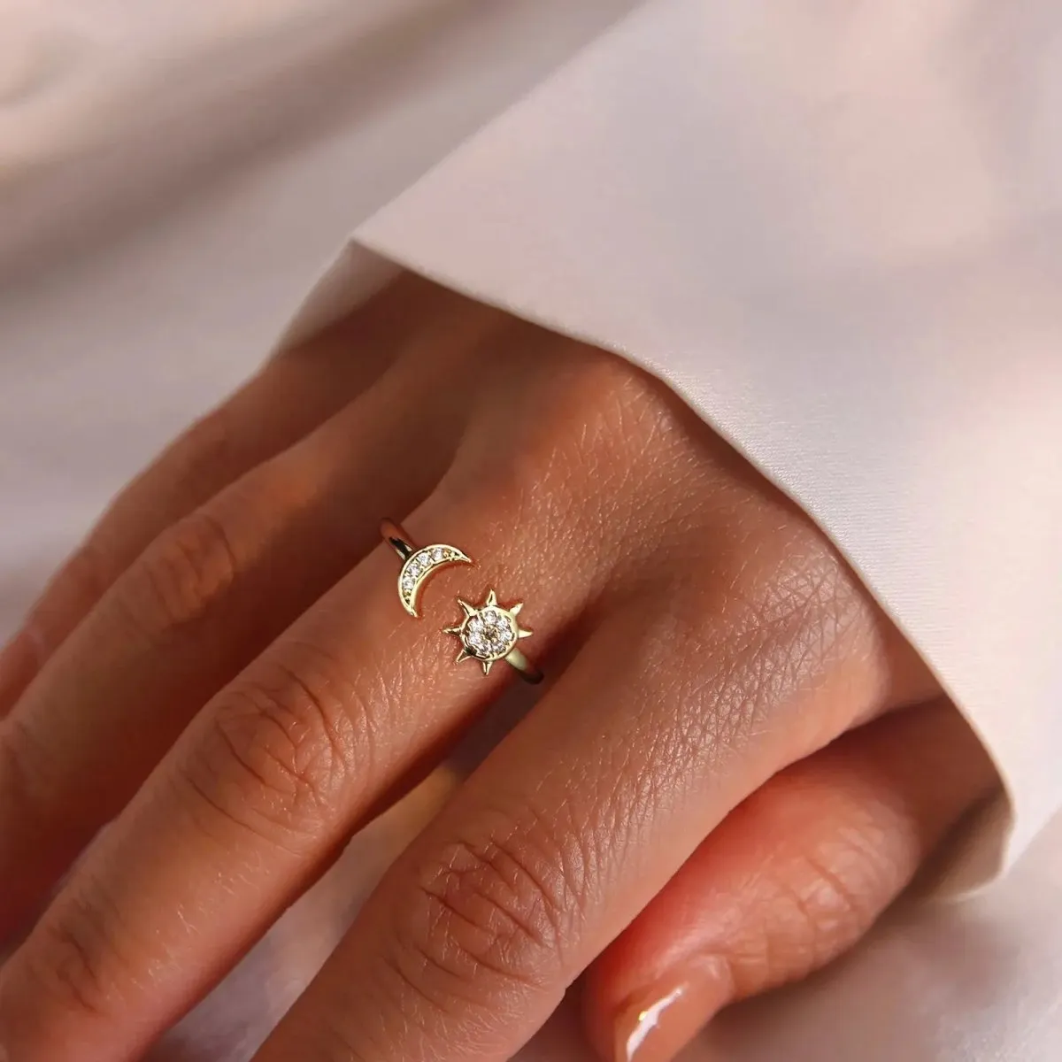Kyerlyn Gold Sun Moon Rings