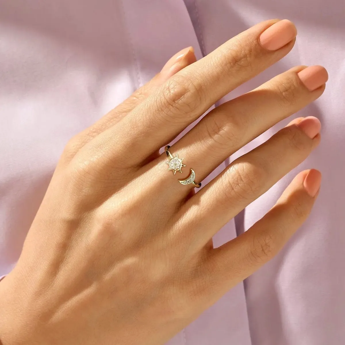 Kyerlyn Gold Sun Moon Rings