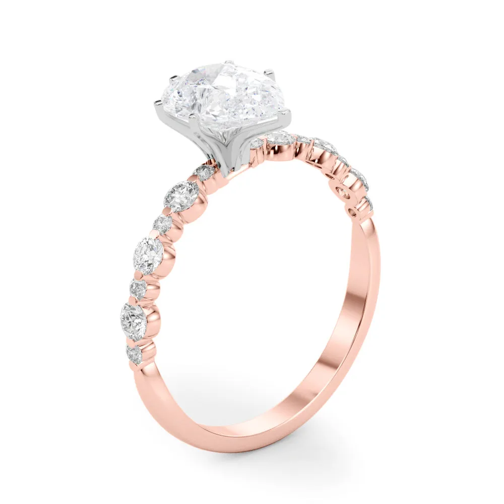 Ladies Sidestone Pear Engagement Ring 51155