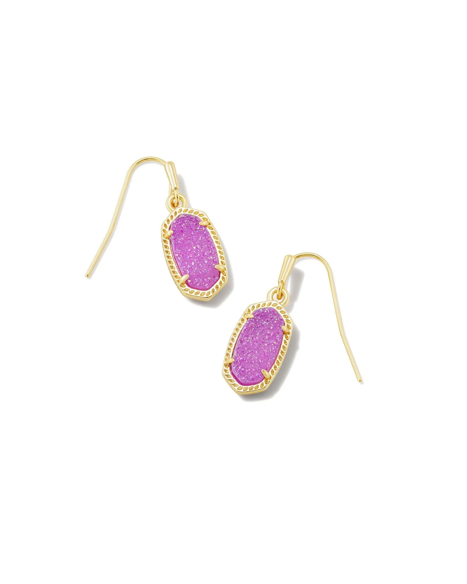 Lee Gold Drop Earrings in Mulberry Drusy
