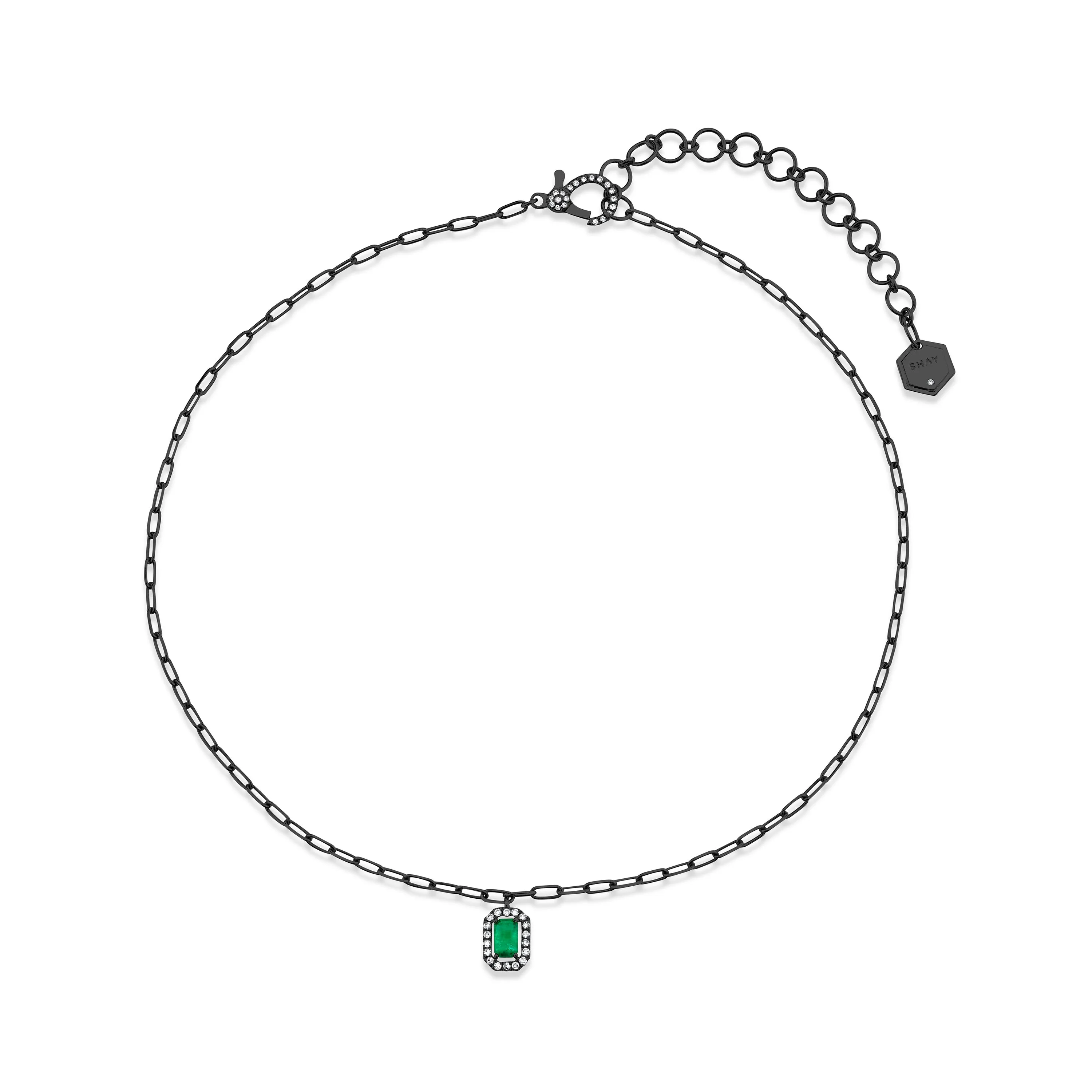 MINI ME DIAMOND & EMERALD HALO DROP PENDANT