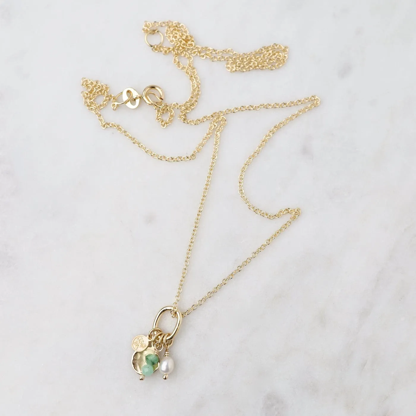 Mini Sakota Emerald Gemstone Charm Necklace