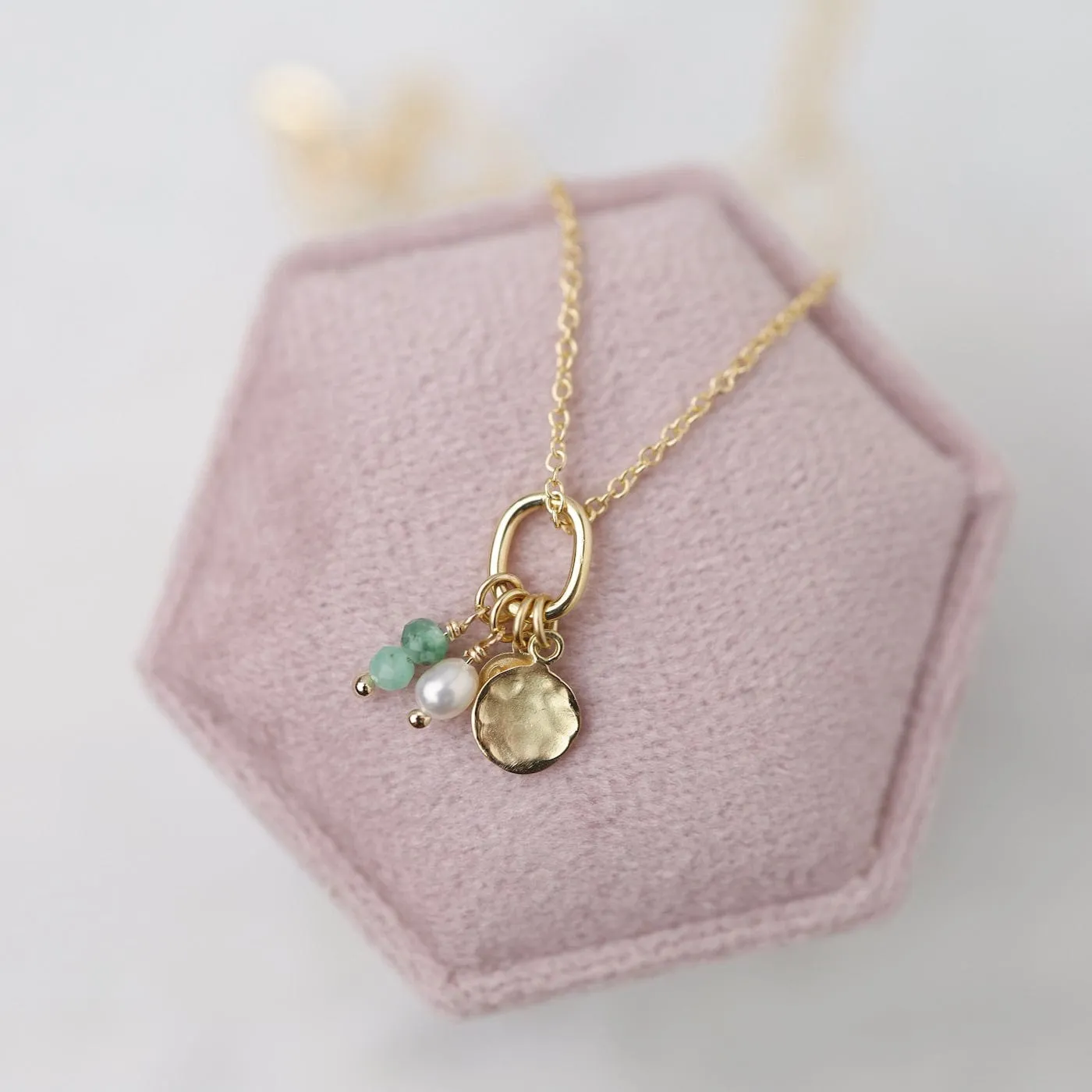 Mini Sakota Emerald Gemstone Charm Necklace
