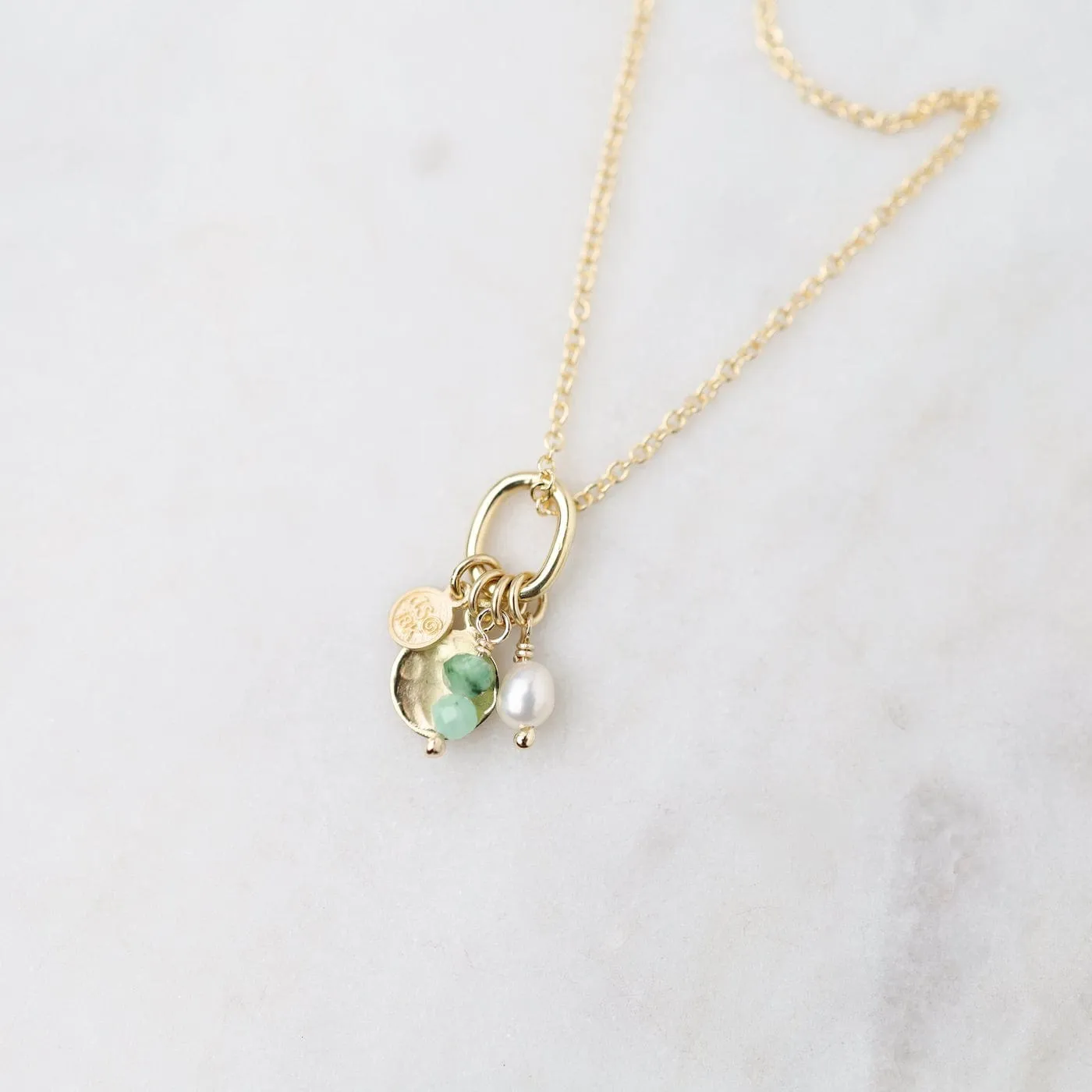 Mini Sakota Emerald Gemstone Charm Necklace