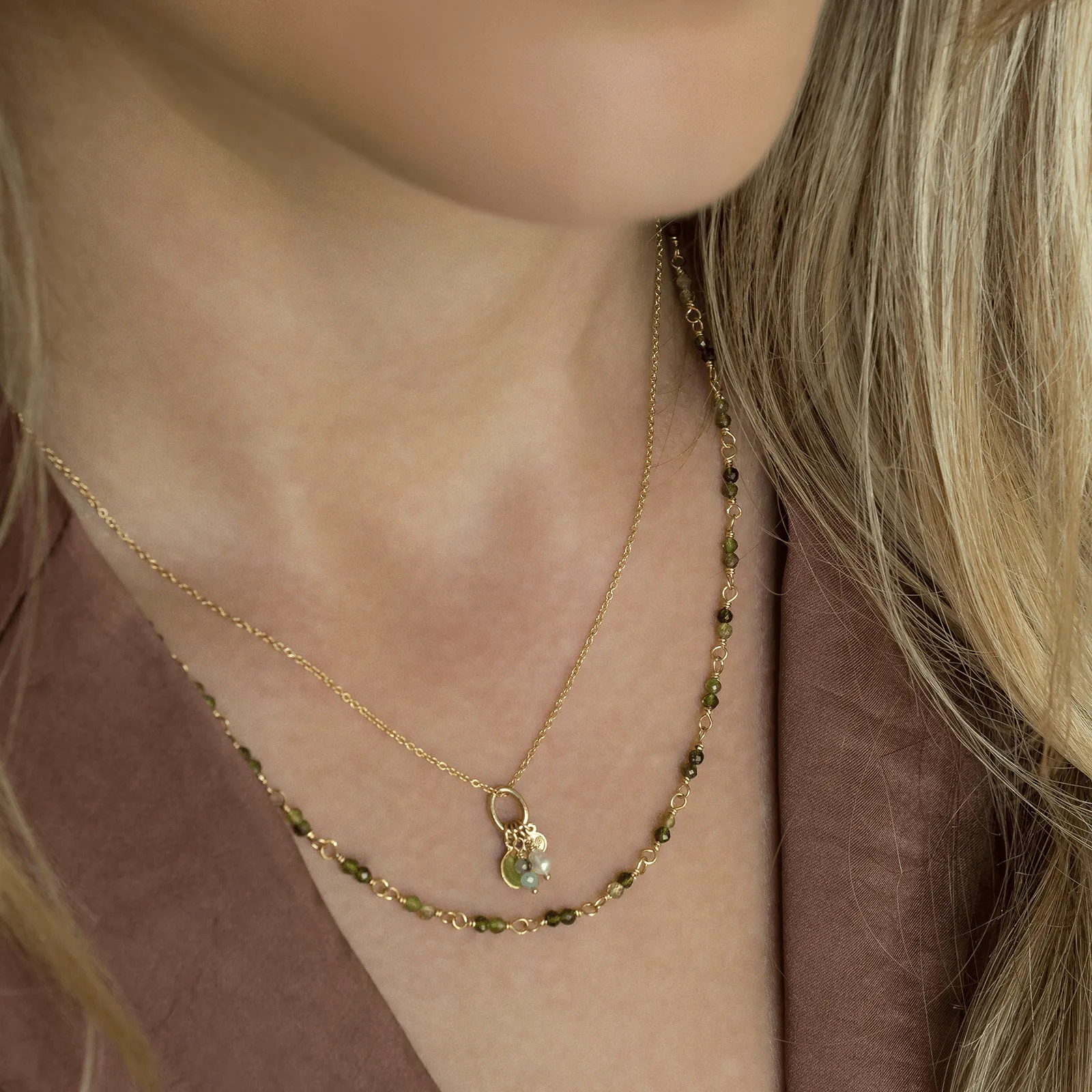 Mini Sakota Emerald Gemstone Charm Necklace