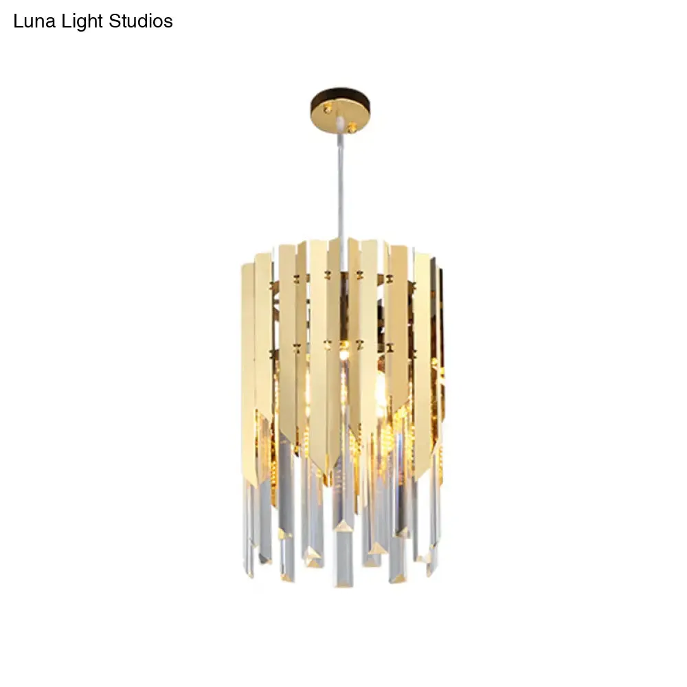 Minimalist Crystal Prisms Gold Pendant Ceiling Lamp - 1 Light Suspension for Restaurants