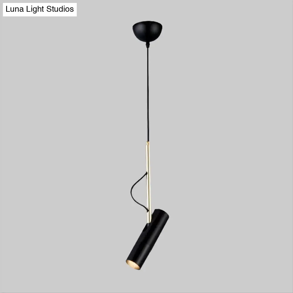 Minimalist Cylinder Metallic Pendant Light Fixture - 1 Bulb - Black/White - Warm/White Light