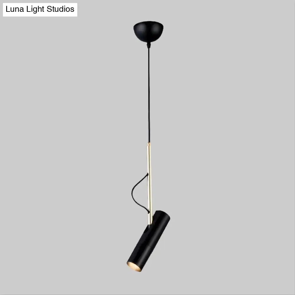 Minimalist Cylinder Metallic Pendant Light Fixture - 1 Bulb - Black/White - Warm/White Light