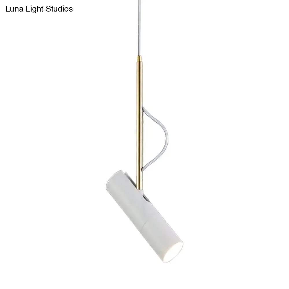Minimalist Cylinder Metallic Pendant Light Fixture - 1 Bulb - Black/White - Warm/White Light