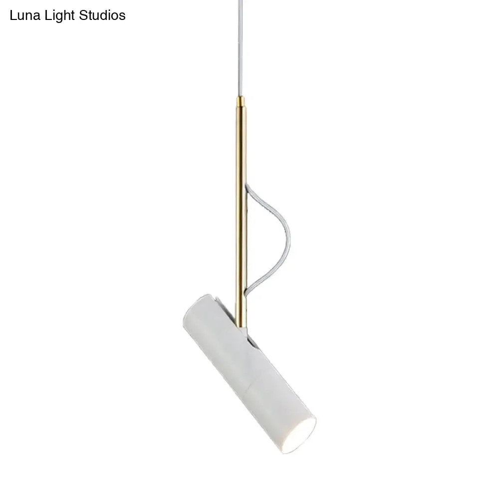 Minimalist Cylinder Metallic Pendant Light Fixture - 1 Bulb - Black/White - Warm/White Light