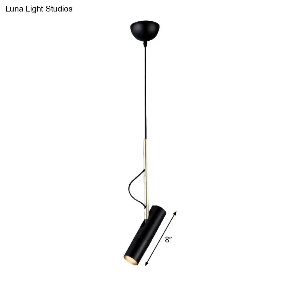 Minimalist Cylinder Metallic Pendant Light Fixture - 1 Bulb - Black/White - Warm/White Light