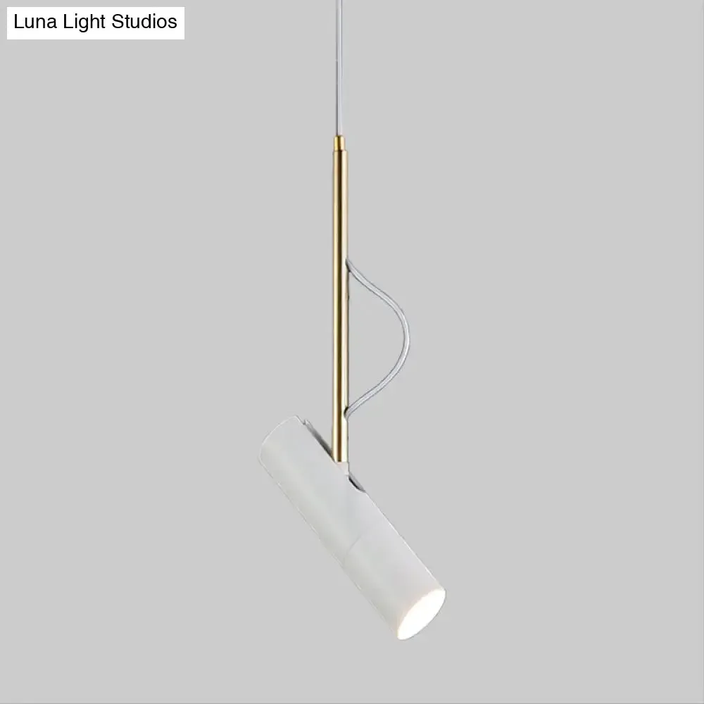 Minimalist Cylinder Metallic Pendant Light Fixture - 1 Bulb - Black/White - Warm/White Light