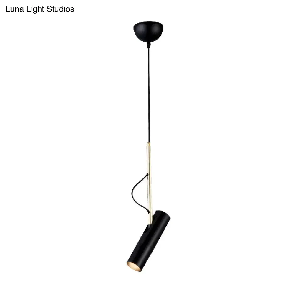 Minimalist Cylinder Metallic Pendant Light Fixture - 1 Bulb - Black/White - Warm/White Light