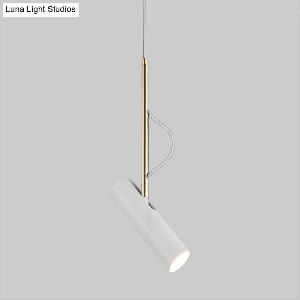 Minimalist Cylinder Metallic Pendant Light Fixture - 1 Bulb - Black/White - Warm/White Light