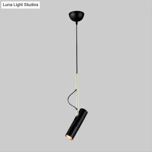 Minimalist Cylinder Metallic Pendant Light Fixture - 1 Bulb - Black/White - Warm/White Light
