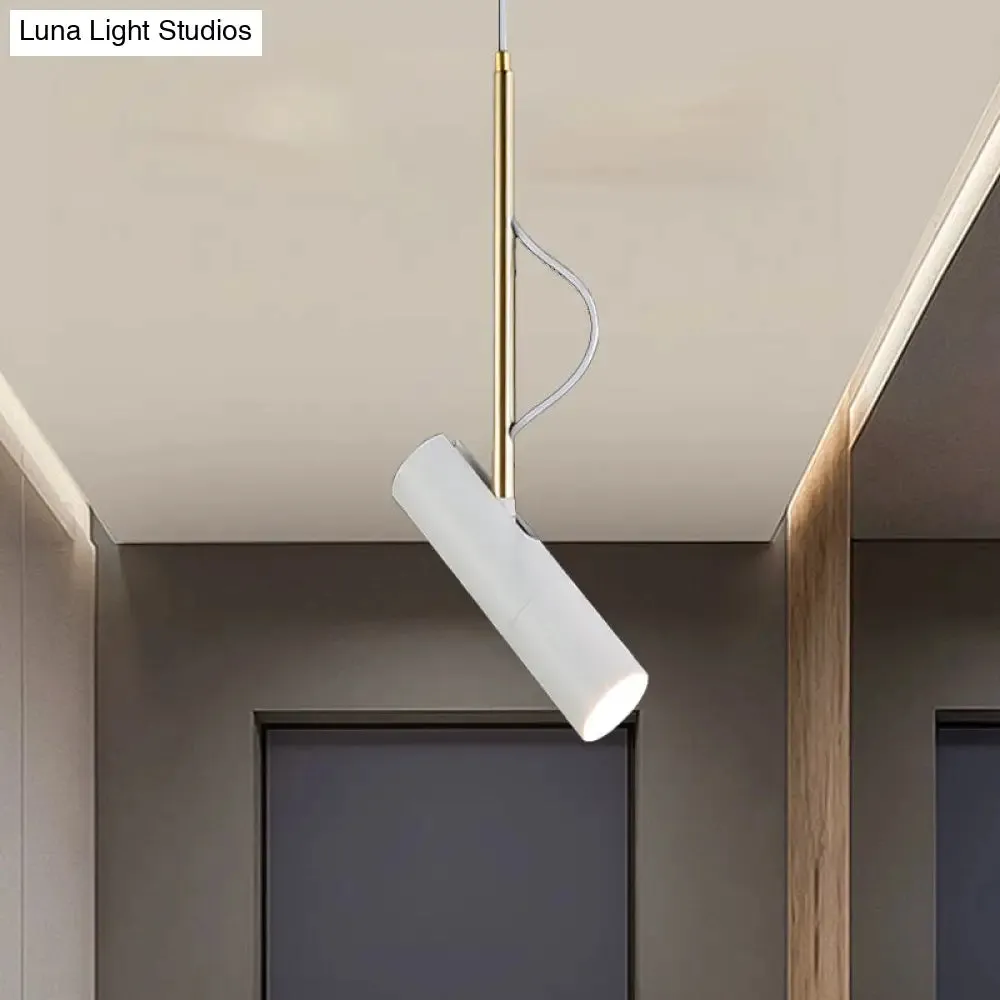 Minimalist Cylinder Metallic Pendant Light Fixture - 1 Bulb - Black/White - Warm/White Light