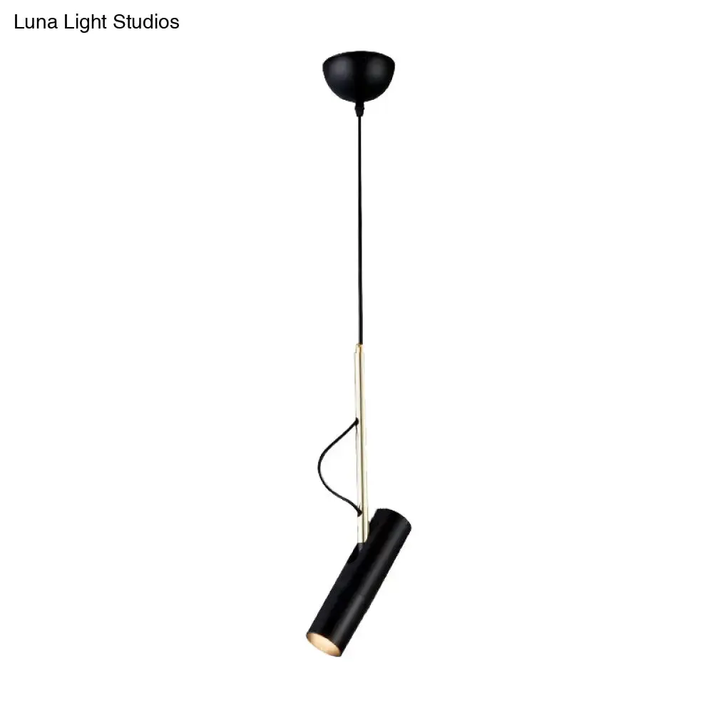 Minimalist Cylinder Metallic Pendant Light Fixture - 1 Bulb - Black/White - Warm/White Light