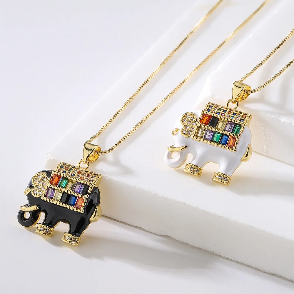 Minimalist Elephant Geometric Copper Pendants