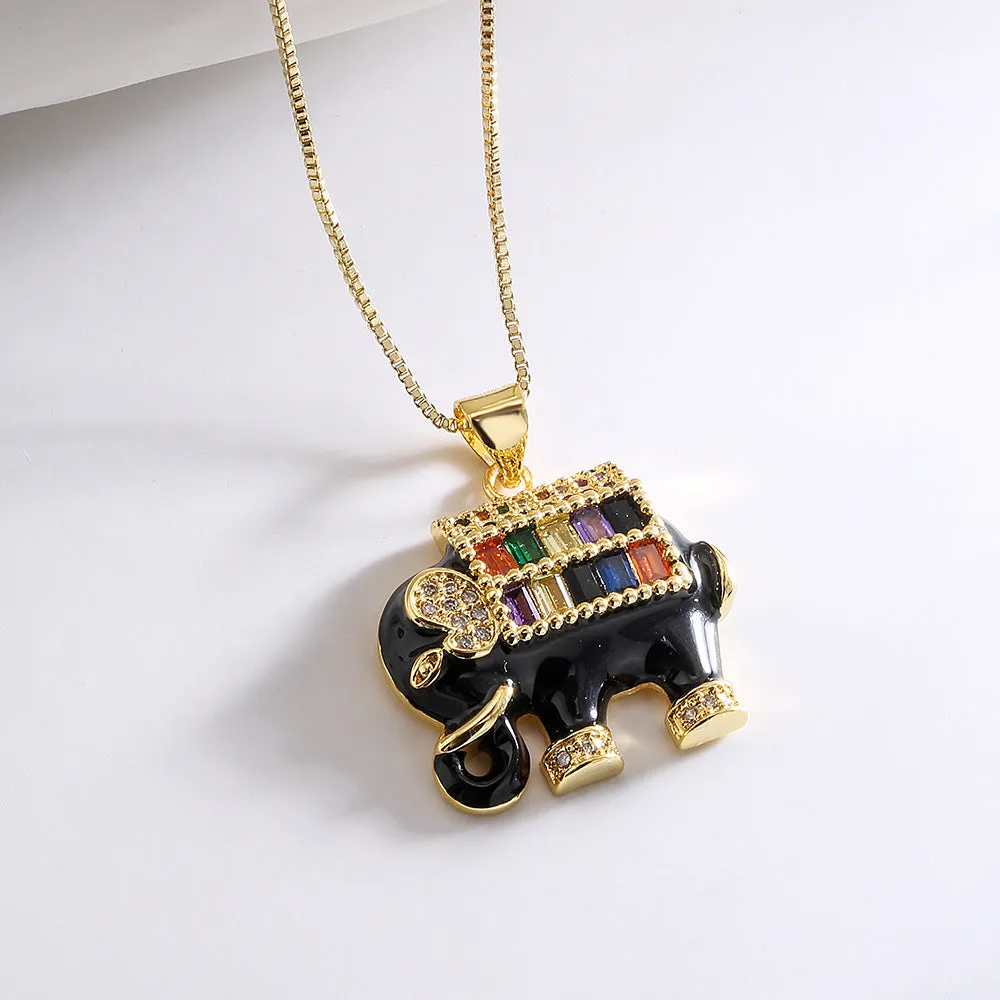 Minimalist Elephant Geometric Copper Pendants