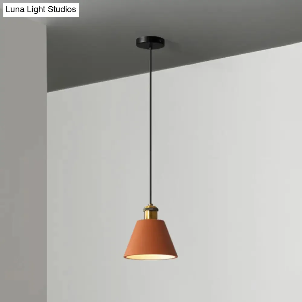Minimalist Geometric Pendant Light - Single Resin-Cement Dining Room Suspension Fixture