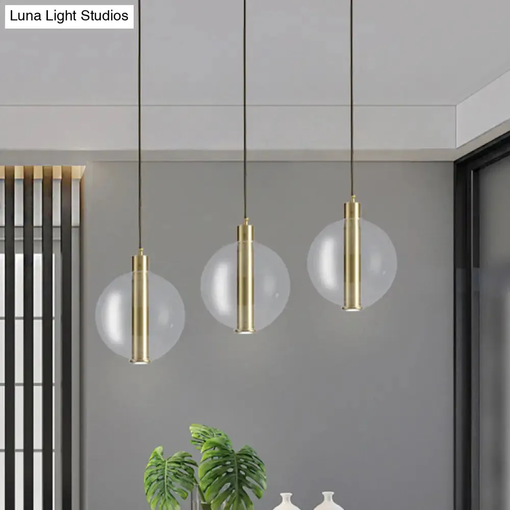 Minimalist Gold LED Pendant Lamp with Clear Glass Shade - Bedroom Ceiling Light