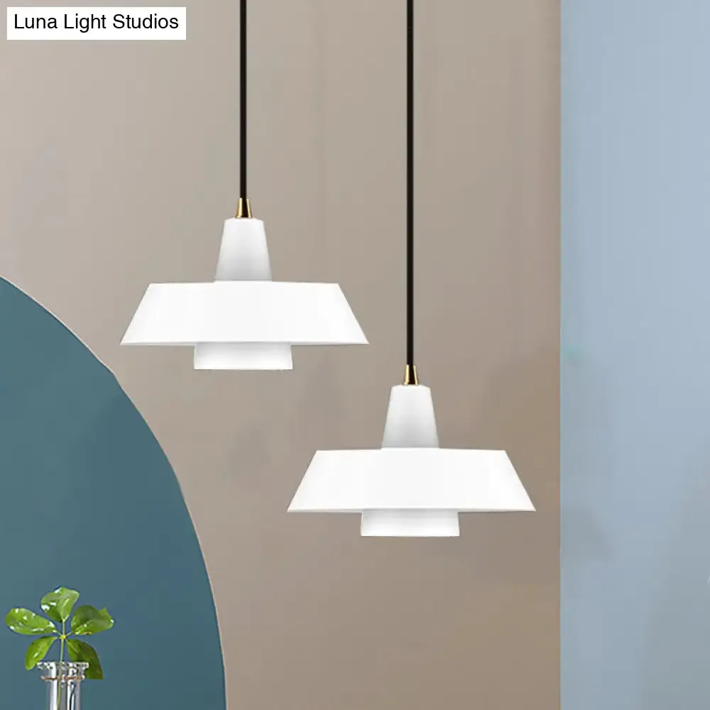 Minimalist Metallic Pendant Lamp: Black/White/Green Capped Hanging Lighting for Bedroom