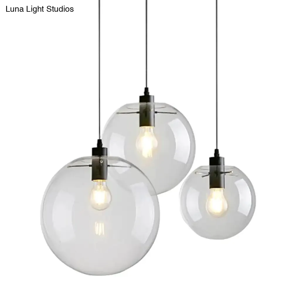 Modern Minimalist Clear Glass Pendant Light - Spherical Design - Dining Room Hanging Lamp