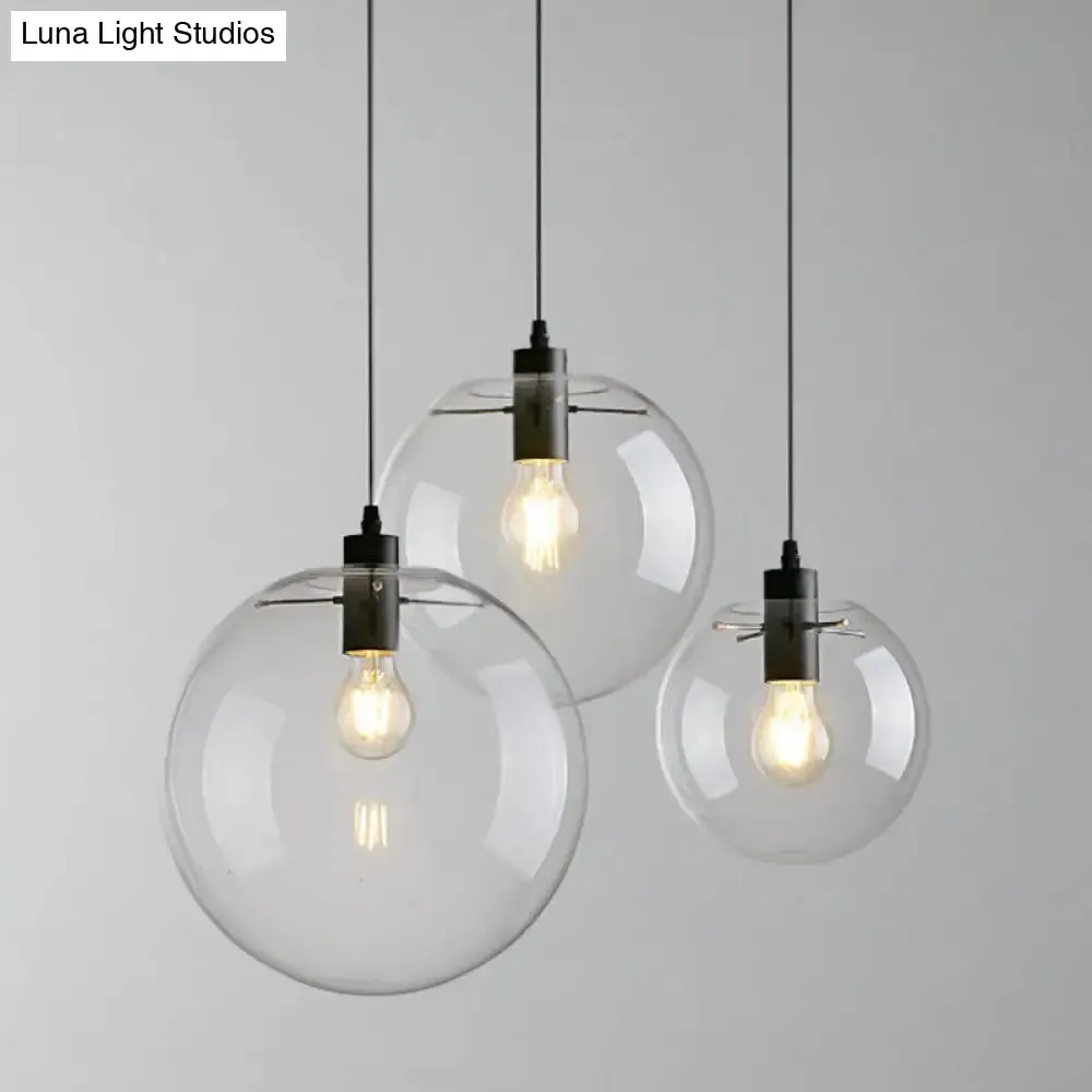 Modern Minimalist Clear Glass Pendant Light - Spherical Design - Dining Room Hanging Lamp